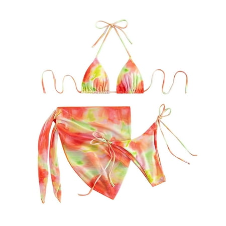 

Swim Cover Up for Women Swimsuit Women Plus Size Womens Fashion Tie-dyed Gradient Print Lacing Split Bikini Elegant Women s Swimsuit Overskirt Suit Metallic Bikini Swim Caps for Swimming
