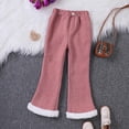thumbnail image 2 of Tfken Pants For Girls Toddler Flare-Leg Casual Solid Color Elastic Waist Warm Fleece Trousers Red Size 2-3 Years, 2 of 6
