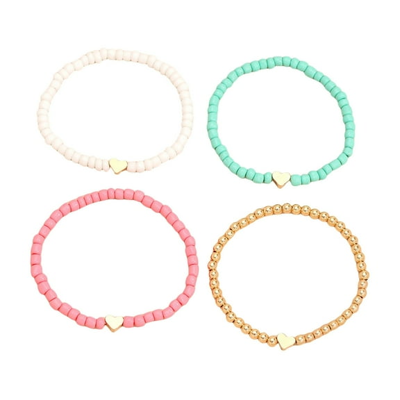Jierger Multi Layer Ankle Chain Colored Women's Bracelet Moon and Pendant Summer Beach Bracelet Personality Couple Bracelet Colored Glass Rice Bead Love Four Bracelet Or Anklet for Women and Girls