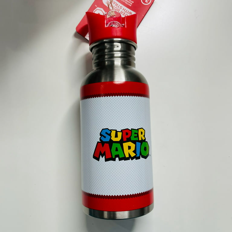Super Mario - Metal Water Bottle with Straw - 16oz – Playback Video Games