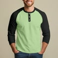 thumbnail image 2 of Razzly Men's Stylish Casual Button Up 3/4 Sleeve T Shirt Comfortable Breathable Tee for Everyday Wear Outdoor Activities(Green,M), 2 of 6