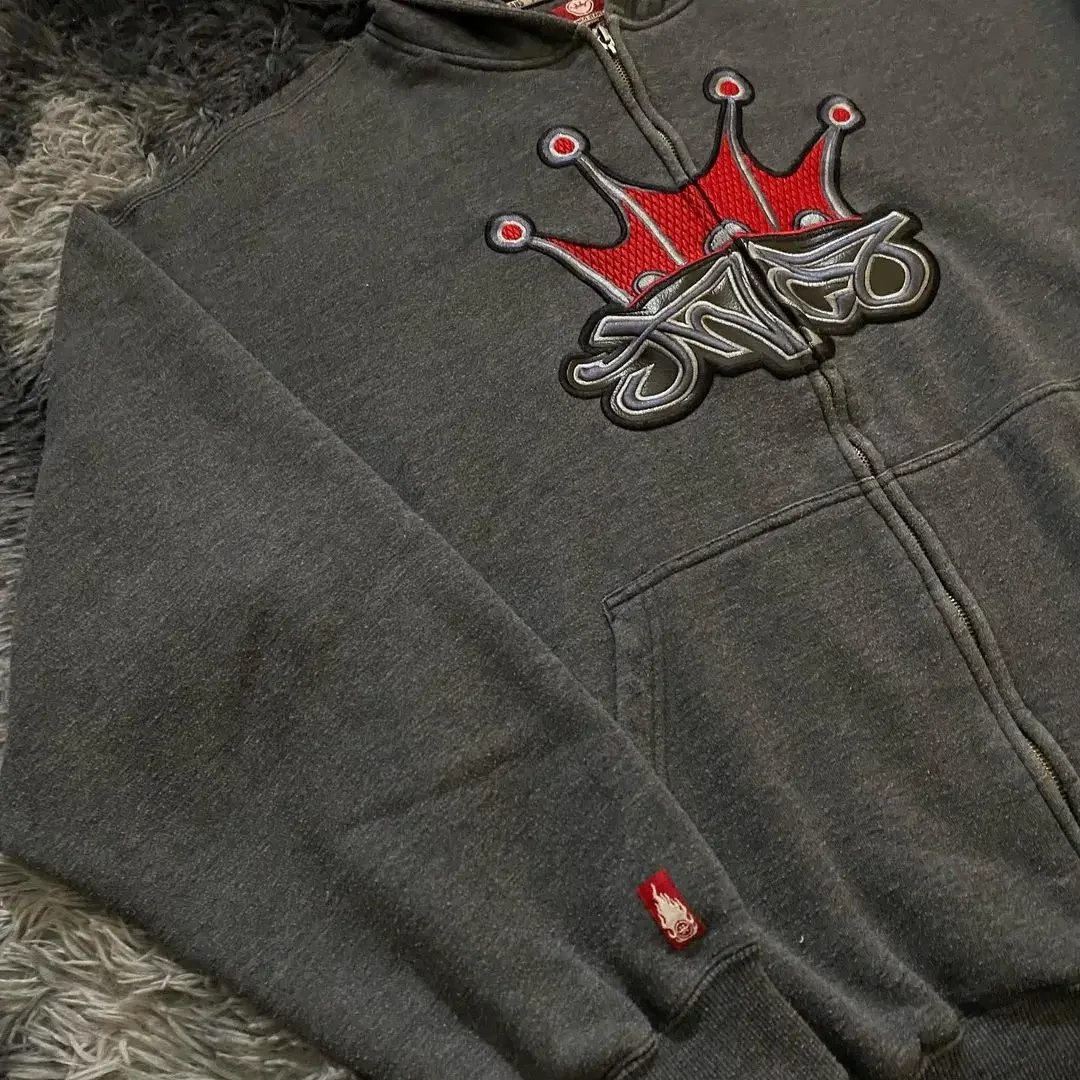 Hip Hop JNCO Hoodie Embroidered Pattern Zipper Pullover Men