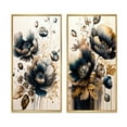 thumbnail image 2 of Designart "Poppy Flowers in Navy Blue and Gold I" Poppy Framed Wall Art Set Of 2 - Blue Floral Framed Canvas Set For Living Room Decor, 2 of 7
