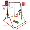 thumbnail image 2 of Kids Playground Jungle Gym Gymnastic Bar Swing Climber Full Set Horizontal Bar Kip Bar - Children Exercsie Training Folding Monkey Bar Climb Tower w Deluxe Swing Set, Trapeze Rings, Basketball Hoop, 2 of 8