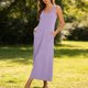 thumbnail image 4 of Vestido de Cuello de Tripulación para las Mujeres Moda Casual Color Sólido sin Mangas Bolsillo Longitud de Tobillo Vestido de Verano Largo para las Mujeres, 4 of 6