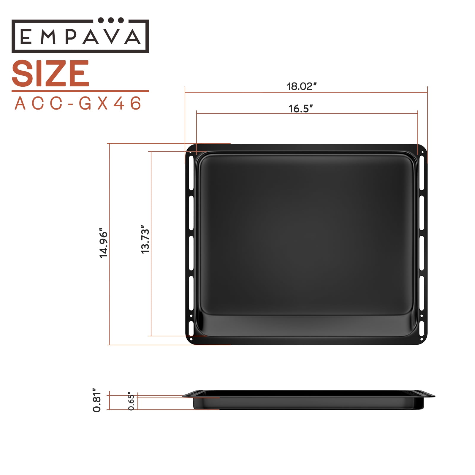 Black Oven Broiling Pan fits Empava 24 " Electric Oven -24WOE40L