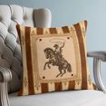 thumbnail image 4 of Western Cowboy Pillow Covers 16x16 Set of 2, Farmhouse Modern Rustic Red Brown Stripe Throw Pillow Covers Decorative Couch Cushion Cover, Microfiber Soft Pillowcases for Bedroom Living Room Sofa, 4 of 9