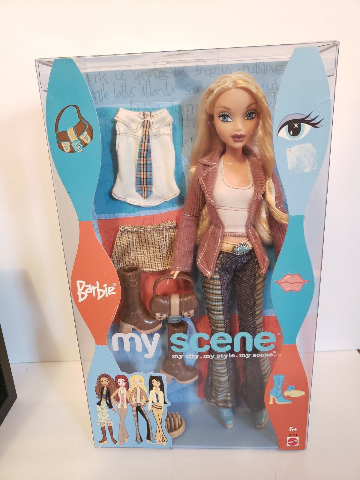 My Scene Barbie Doll Clothes My Design Blue & Tan Boots with Tan Purse Rare New 
