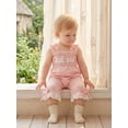 thumbnail image 6 of BemeyourBBs Toddler Baby Girls Littler Sister Outfit Summer Clothes Gingham Plaid Smocked Romper Overalls Lil Sis Letter Embroidery Sleeveless Square Neck Wide Legs Long Pants Jumpsuit Overalls, 6 of 9