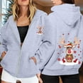 thumbnail image 2 of Ladies Christmas Printed Zipper Long Sleeve Hoodie with Drawstring and Pocket for Casual Wear, 2 of 8