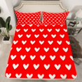 thumbnail image 2 of Manfei Kawaii Loves Pattern Queen Sheet Sets,Cute Heart Print Flat Sheet,Red White Queen Fitted Sheet For Princess,Ultra Soft Home Decor,4-Piece, 2 of 7