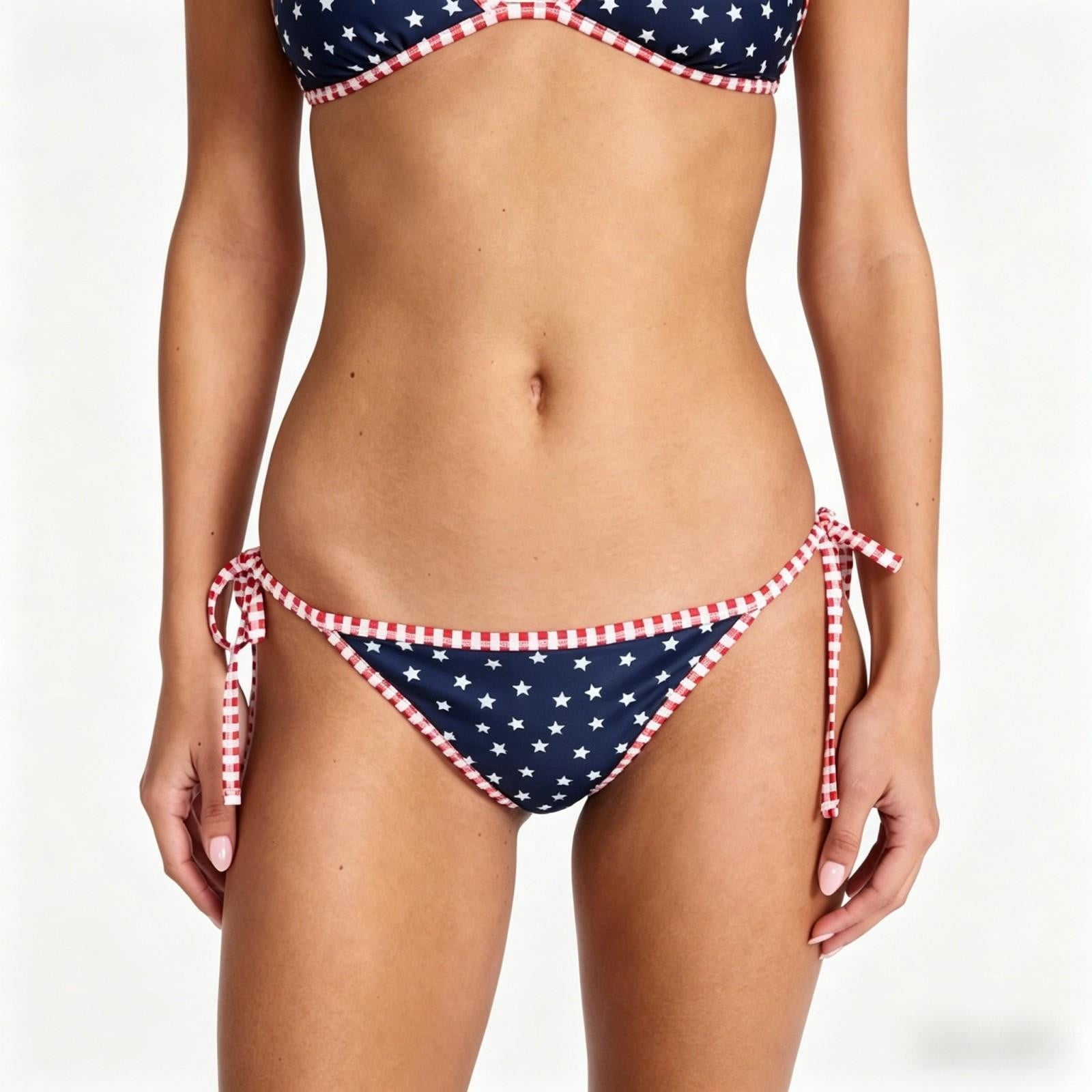 Raeneomay Hotdog Bikini Set 2 Piece Women's Reversible Hot Dog Bathing Suit Triangle Halter Swimsuit Summer Beach White Swimwear with Dogs Print 2-in-1