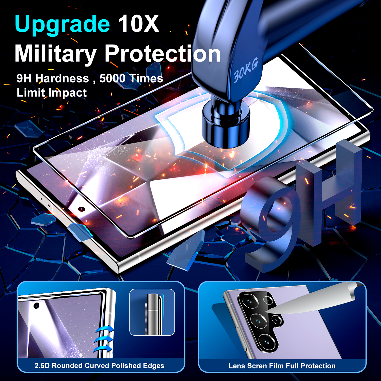 KyFree 2-Pack Samsung Galaxy S24 Ultra Tempered Glass Screen Protectors photo 4