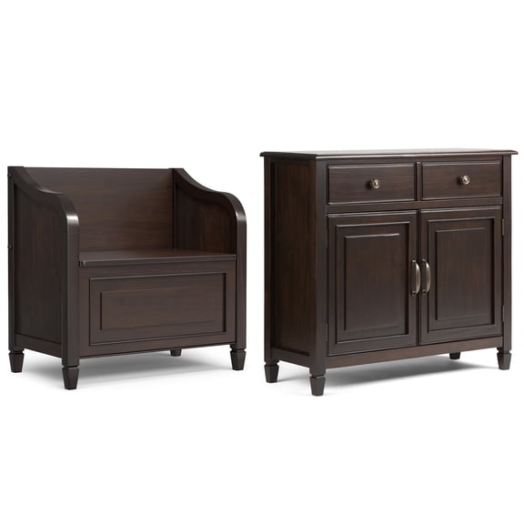Connaught Wood 30" WD Storage Bench & 40" WD Storage Cabinet in Chestnut Brown