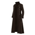 thumbnail image 2 of QHFBli Mens Long Trench Coat Men's Anorak Long Mid Coat Stand Collar Halloween Windbreaker Jacket Outerwear Brown XL, 2 of 4