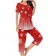 thumbnail image 1 of Puntoco Conjuntos de pijama cómodos para mujer, conjunto de pijama con top de manga corta con botones y cuello redondo con estampado navideño y pantalón con bolsillos y cintura elástica, 1 of 5