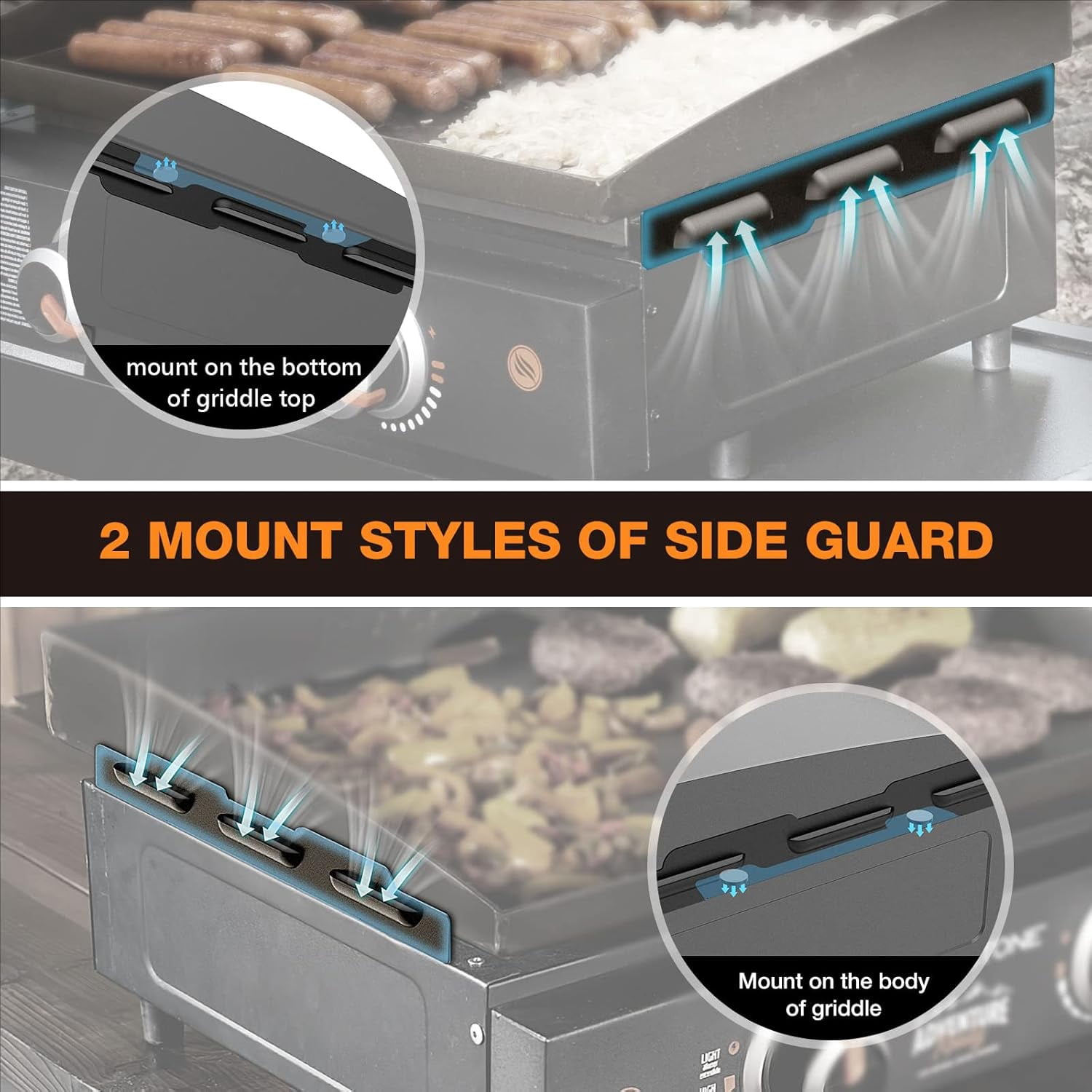 Wind Guards for Blackstone 22 Inch Griddle, Grill Accessories for Griddle Grill and Camping, 5018 Magnetic Stainless Steel Wind Screens Protect Flame Hold Heat, Compatible with Hood, Black