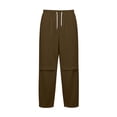 thumbnail image 4 of Iyufng Mens Knee Pleated Loose Wide Leg Casual Track Pants Drawstring Elastic Waist with Side Pockets, 4 of 9