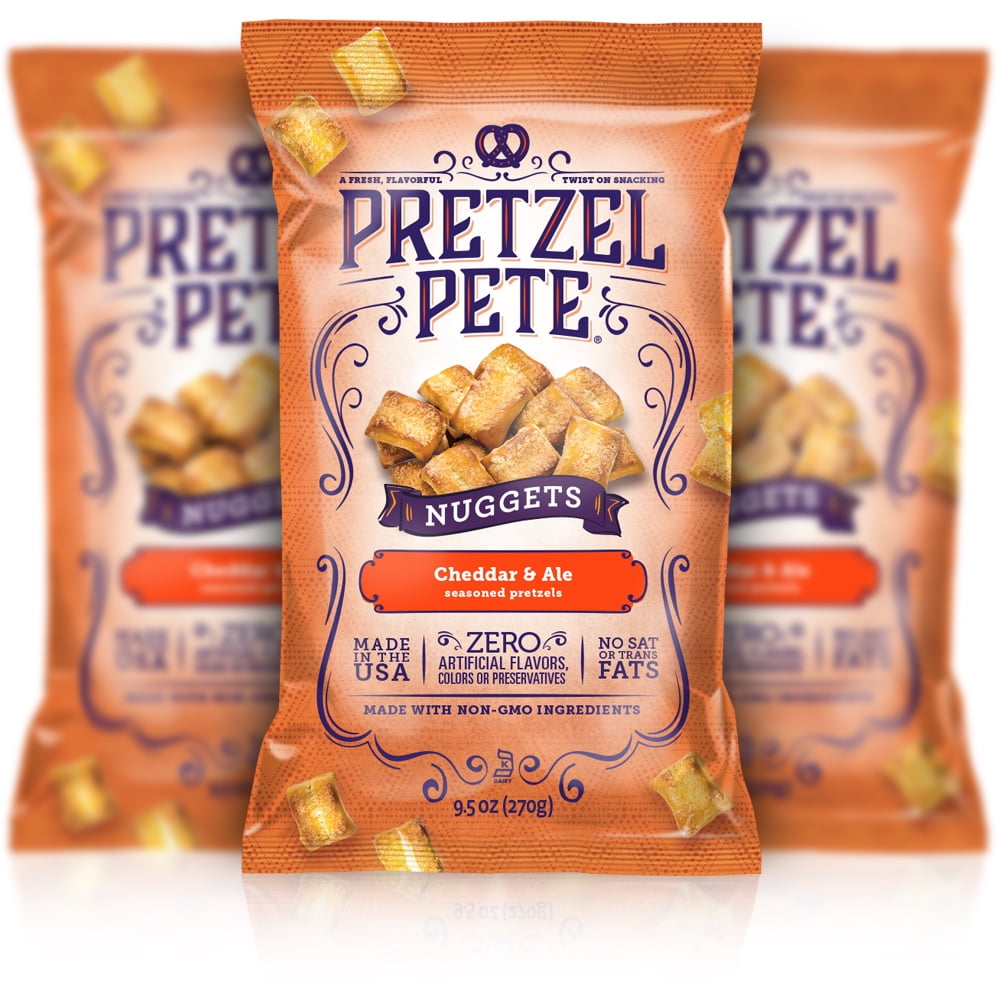 Pretzel Pete Cheddar Ale Pretzel Nuggets, 3 Ct (9.5 Oz. Bags) Walmart