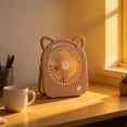 thumbnail image 4 of Cute Cat Ears USB Rechargeable Fan - Adjustable Angle Desktop and Handheld Electric Fan with Low Noise Operation for Home, Office, and Dorm Use, Compact Size, Lightweight Plastic,Coffee, 4 of 4