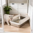 thumbnail image 5 of Stainless Steel Semi Enclosed Cat Litter Box, High Wall Kitty Litter Pan, For Indoor Pet Use And Easy Cleaning, Non Stick Odor Control Cat Toilet, 5 of 6