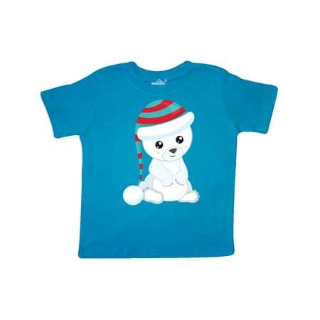 

Inktastic Cute Polar Bear White Bear Bear With Hat Gift Toddler Boy or Toddler Girl T-Shirt