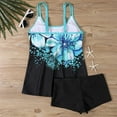 thumbnail image 5 of Tankini Swimsuits For Women With Skirt High Waist Round Neck Floral Print Top And Boxer Split Two-Piece Set Swim Suits, 5 of 5