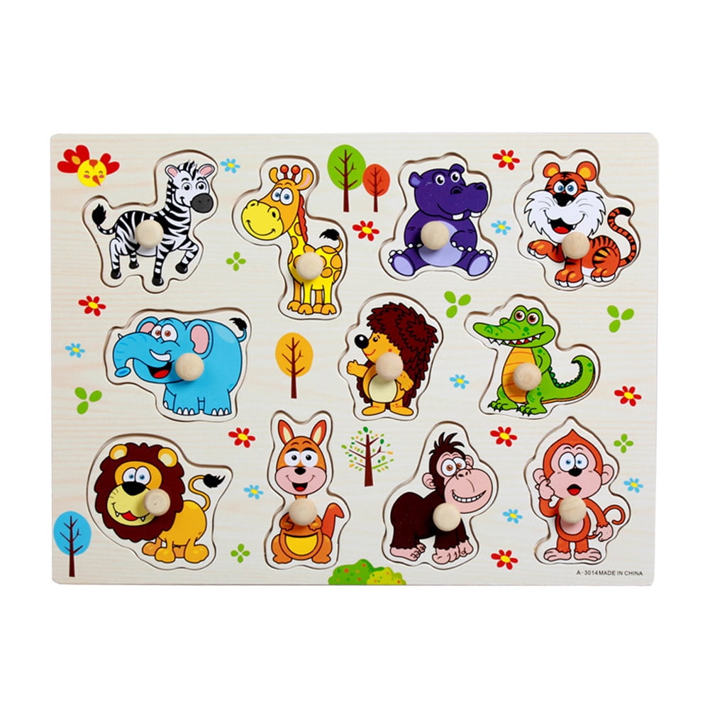 HEVIRGO Cartoon Alphabet Number Animal Shape Pairing Puzzle Board ...