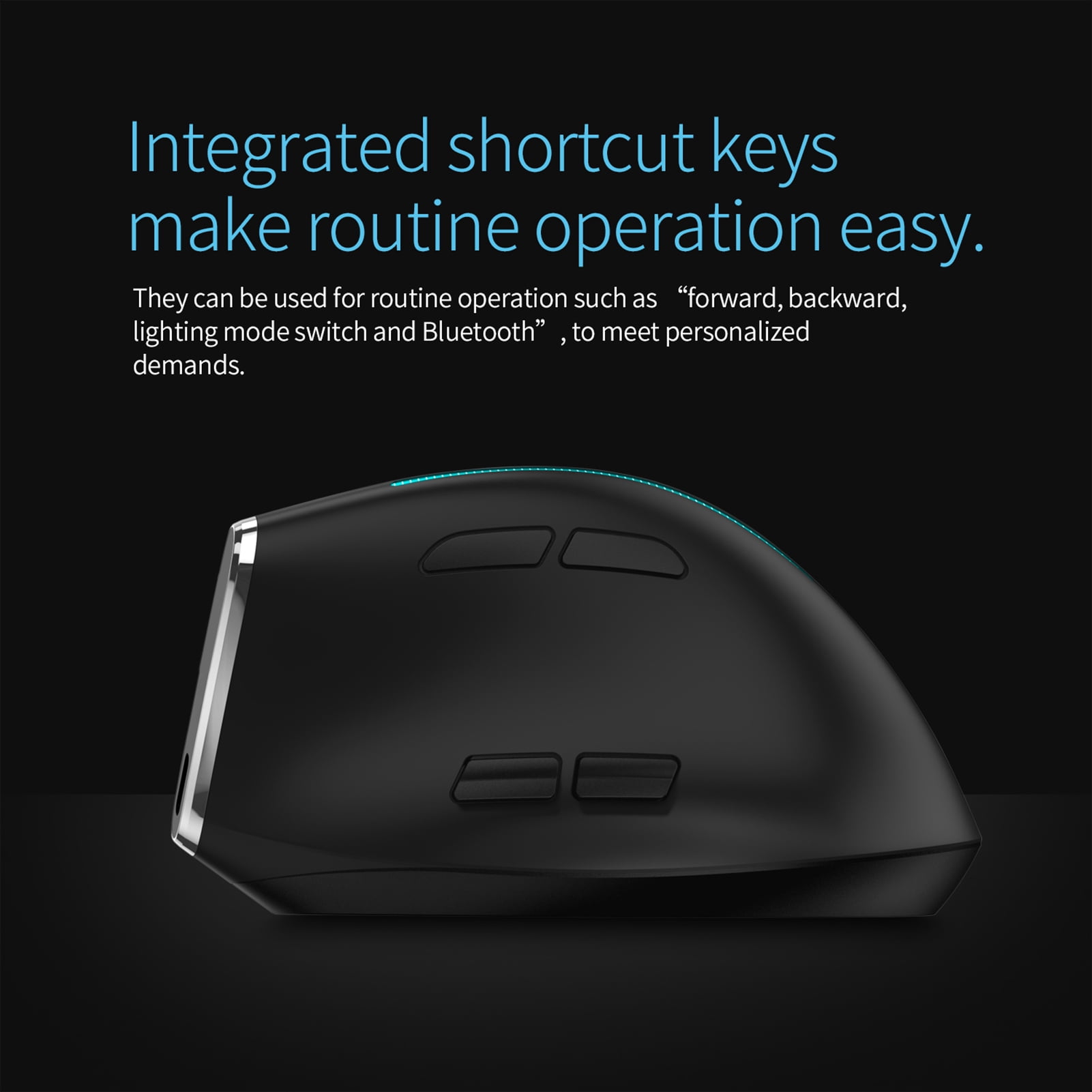 gaming mouse Design F-36 Wireless vertical 2.4G Bluetooth mouse full color light 8 key programming five movement speed game mouse built-in 730mah lithium battery Black