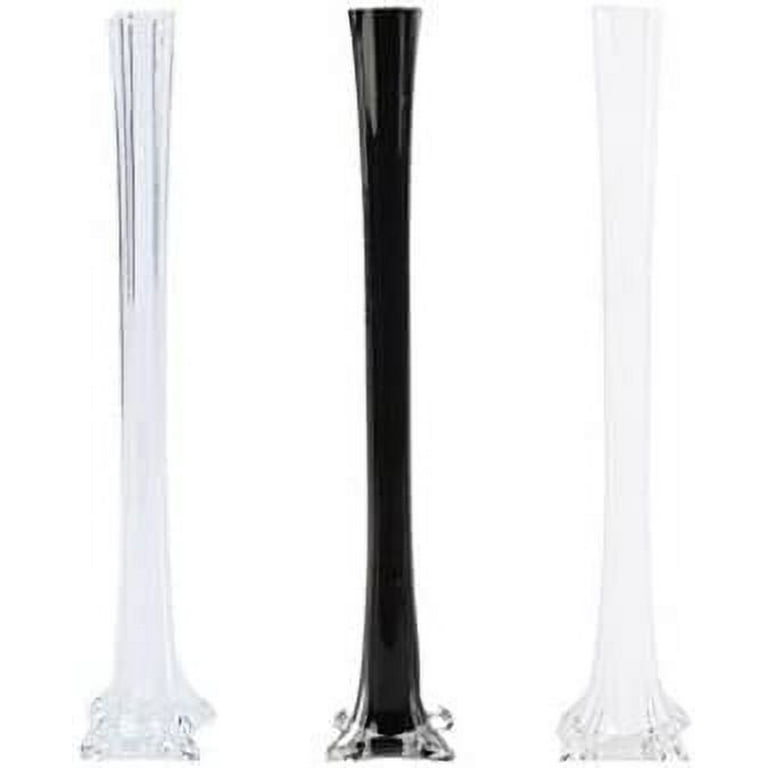 Set of 12 pieces 24 Inches Tall Glass Eiffel Tower Vases for Centerpieces,  Flowers, Decorations, and Gifts (12 pieces - Black)
