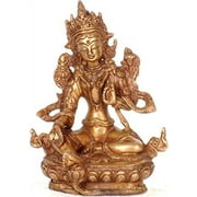 Tibetan Buddhist Goddess Green Tara - Brass Statue