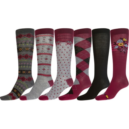 

Sakkas Liea Ladies Colorful Unique Pattern / Solid Knee High Socks Assorted 6-Pack - Style5 - 9-11