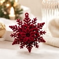 thumbnail image 4 of Velvet Christmas Tree Ornaments, Shatterproof Flocked Christmas Decorations, Burgundy Snowflakes Shaped for Xmas Holiday Home Party Decor(D), 4 of 7