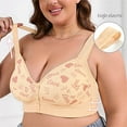 thumbnail image 2 of Gvdentm Women's Front Closure Bras Plus Size Printing Gathered Underwire Unlined Back Support Plunge Seamless Bra(Light Yellow,50D), 2 of 8