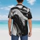 thumbnail image 4 of Balery Fluid Black White Paint Swirls Camisas hawaianas de manga corta para hombre, camisas playeras de corte holgado, camisas de vacaciones con botones,3X-Large, 4 of 7