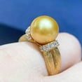 thumbnail image 4 of EOEMY Gorgeous Huge Aaaa 10-11mm Round Natural South Sea Golden Pearl Ring 925S, 4 of 4