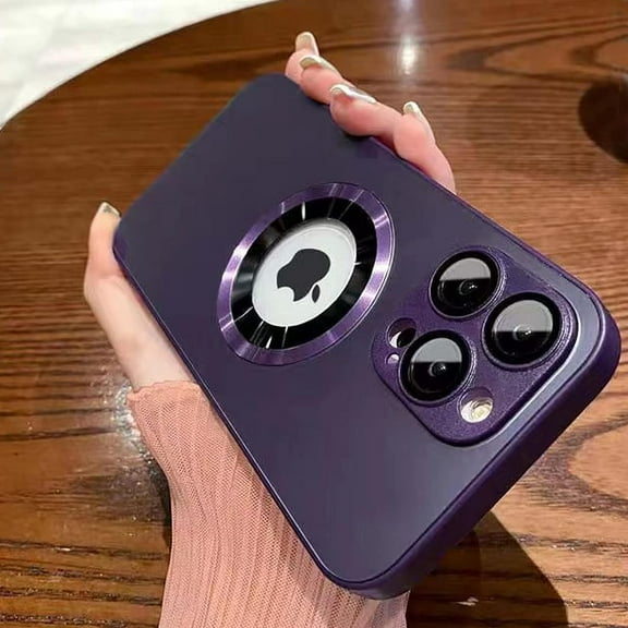 for iPhone 13 Pro Max Case Plating Magnetic [ Support for Magsafe ] Logo View Luxury Elegant Classic 2* Screen Protector Protective Phone Case (2021) 6.7" - Purple