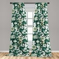 thumbnail image 2 of Watercolor Flowers Window Curtains, Watercolor Painting Look Anemones and Roses Botanical Art, Lightweight Decor 2-Panel Set with Rod Pocket, Pair of - 28"x84", Hunter Green and Beige, by Ambesonne, 2 of 3