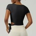 thumbnail image 4 of STETMN Athletic Tops for Women Cropped V Neck Tie Side Slim Fit T-Shirt Quick Dry Going Out Tees, 4 of 4