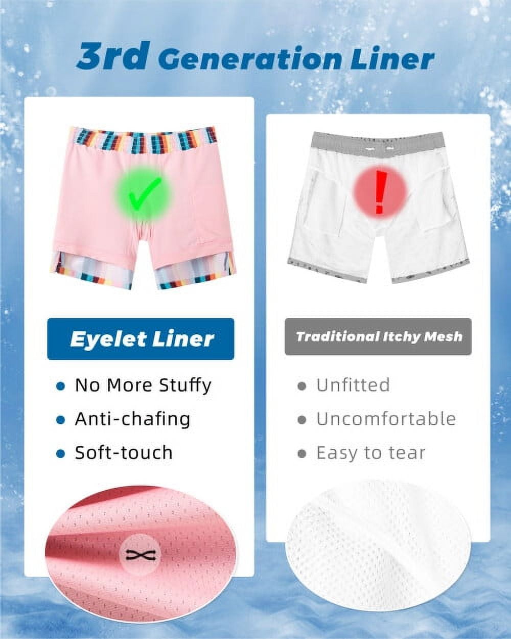 SURF CUZ Mens Swim Trunks with Compression Liner Quick Dry Swim Shorts 7" Swimming Trunks Stretch Bathing Suit Boardshorts Zipper Pockets Beige Vintage Stripes X-Large