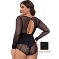 thumbnail image 4 of Sveltors Sweetheart V Neck Mesh Bodysuit for Women Plus Size Long Sleeve Body Suits Sexy Sheer Tops Cut Out Back Leotard, 4 of 8