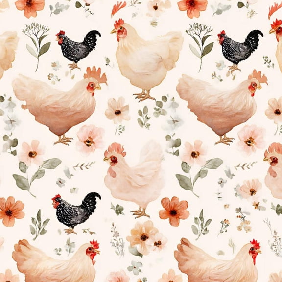 Peel and Stick Wallpaper Farmhouse Chicken Floral Vibrant Roses Wall Mural 17.7in x 9.8ft Self Adhesive Removable Wall Paper Renter Friendly Wallpaper for Nursery Bedroom Cabinets