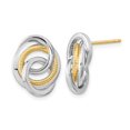 thumbnail image 1 of 14K Yellow and White Gold Fancy Textured Post Earrings, 1 of 3