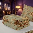thumbnail image 5 of Homewish Retro Sun Print Zipper Queen Comforter Set with Fitted Sheet and 2 Pillowcases, Tropical Blossoms Zipper Bedding Set, Gray Reversible, 5 of 7