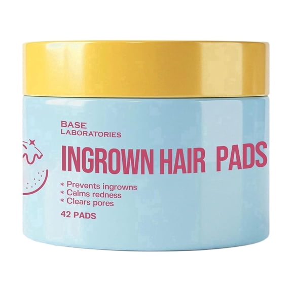 Base Laboratories Ingrown Hair Treatment Pads with AHA BHA for Razor Bumps, Bikini Area, Underarms & Beard, 42 Count