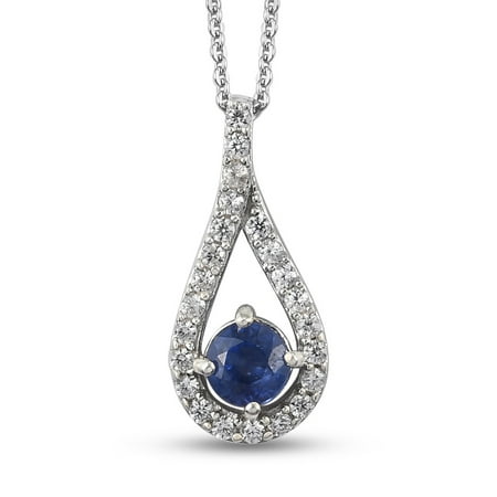 Shop LC 925 Sterling Silver Round Blue Fissure Filled Sapphire Zircon Necklace Platinum Plated Pendant Bridal Anniversary Engagement Wedding Size 20" Ct 0.9 For Women Jewelry