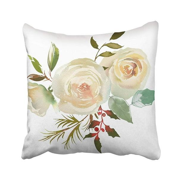 Arhome Arrangement Watercolor Floral Bouquet Bordo White Navy Blue Roses Peonies Leaves Pillow Case Pillow Cover 16x16 Inch Throw Pillow Covers Walmart Com Walmart Com