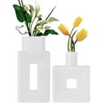 thumbnail image 1 of Modern White Ceramic Vase 2Pcs Rectangle Square Flower Vases Minimalism Style Decorative Vase, 1 of 7
