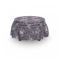 thumbnail image 3 of Floral Ottoman Cover, Bindweed Flower Bells Design, 2 Piece Slipcover Set with Ruffle Skirt for Square Round Cube Footstool Decorative Home Accent, Standard Size, Petrol Blue Mauve, by Ambesonne, 3 of 5