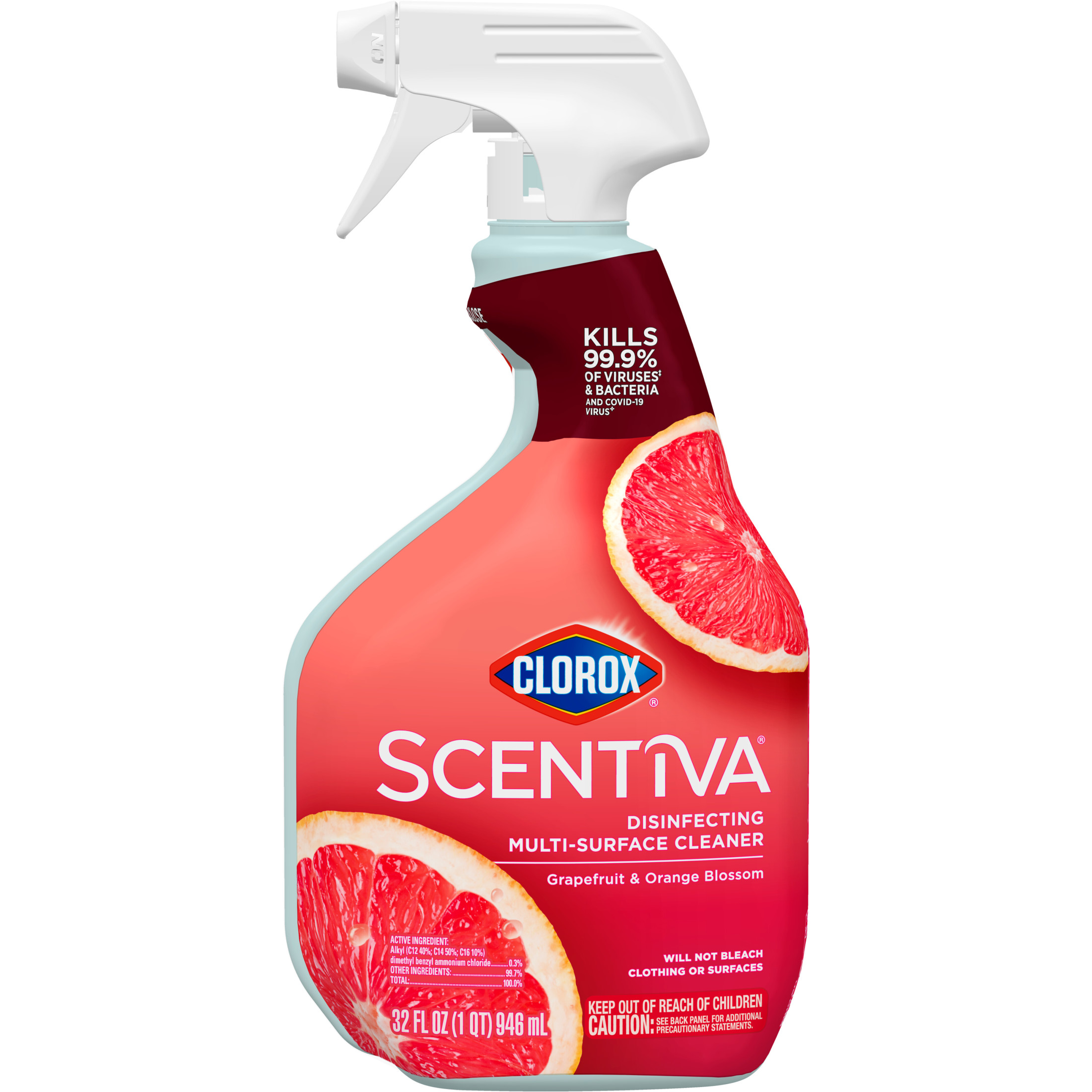 Clorox Scentiva Bleach-Free Multi-Surface Cleaner Spray, Grapefruit & Orange Blossom, 32 fl oz - image 2 of 10